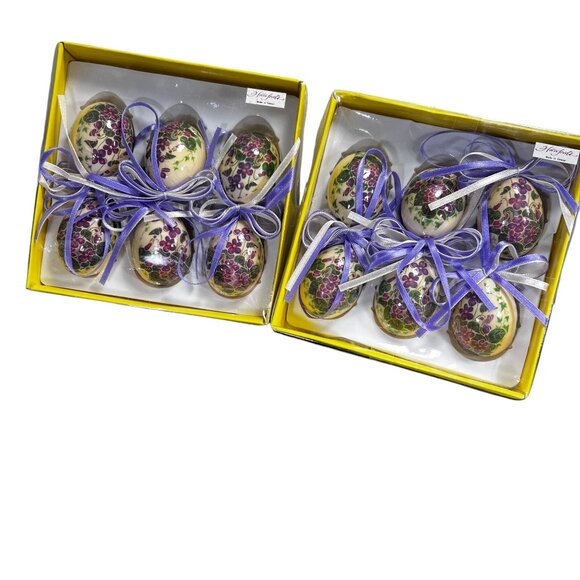 VTG Spring Easter Egg Paper Mache Floral Ornaments Made in Taiwan Lot of 12 NIB - Picture 1 of 10